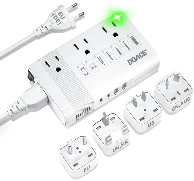 Main image of 350W Voltage Converter US to Europe for Hair Straightener Curler CPAP | 220V to 110V Converter for European Travel, 7 in 1 Power Converter Adapter Combo with 3 AC & 2 PD & 2 USB Fast Chargers