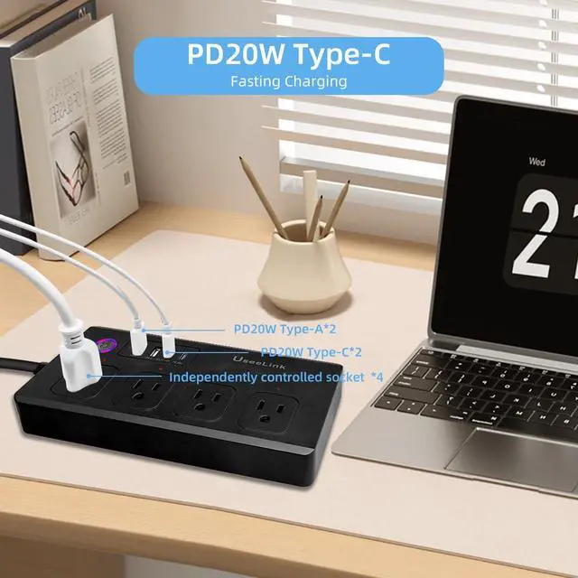Alt view image 6 of 7 - ZigBee Smart Power Strip Surge Protector,Smart Fast Charge, 4 Individually Controlled Outlets, Compatible with Alexa Google Home Phiilps HUE, Black