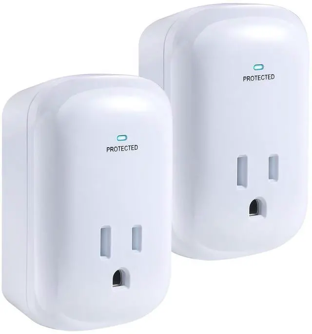 Main image of Single Surge Protector Plug, ETL Listed Grounded Outlet Wall Tap Adapter | with Indicator Light,1-Outlet,2200 Joules/15A/1875W, White, 2Pack, LA-9A-10, Ideal For Protecting Electronic