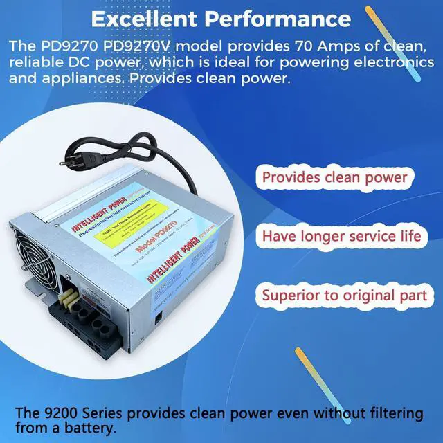 Alt view image 6 of 7 - PD9270 70A RV Power Converter Charger | Direct Replacement for PD9270C and Inteli-Power PD9200 Series| Auto 3-Stage Battery Charging| 120v to 12v Power Converter