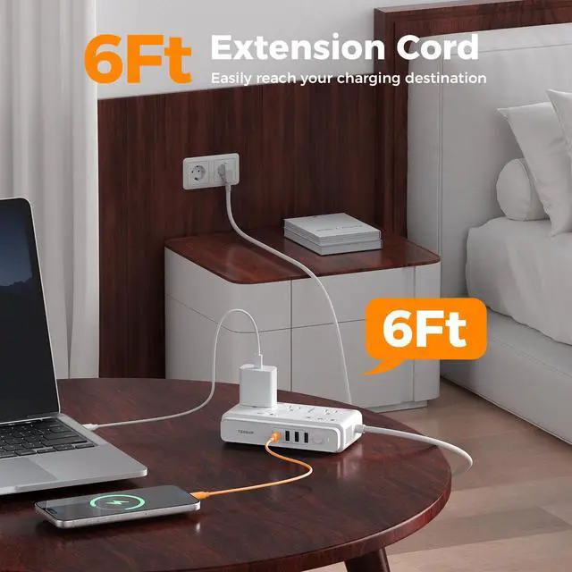 Alt view image 4 of 7 - Voltage Converter US to Europe 220 to 110, Universal Travel Adapter | 6 FT, 4 USB Ports (1 USB C), 3 AC and EU UK AU IT IN ZA Plug Power Adapter, Step Down Transformer