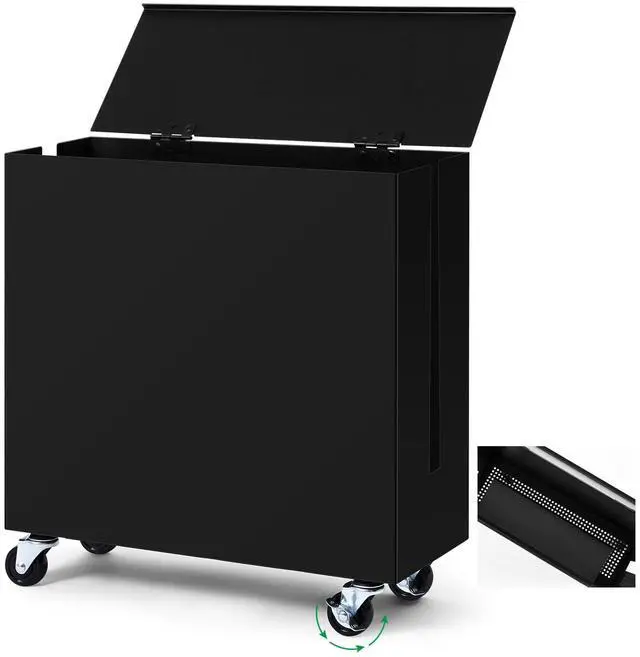 Main image of Extra Large Cable Management Box with Caster Wheels Adjustable Cord Hider Box for Power Strip Metal Router Hider Organizer Surge Protector Storage Organizer for Office, Home(Black)