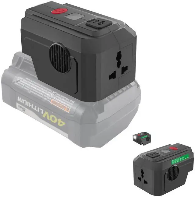 Main image of Power Inverter for Ryobi 40V Battery,200W Power Supply Inverter DC 18V to AC 110V, with USB Port & Type C PD3.0 Output Port & LED Lighting