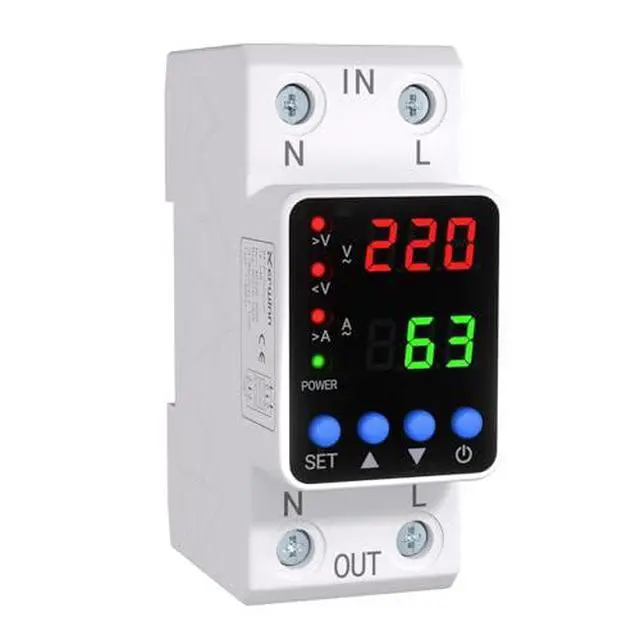 Alt view image 2 of 7 - Adjustable Voltage Protector 110V/220V, 80210V Undervoltage 130300V Overvoltage, Overcurrent Protection,163A Adjustable Smart Circuit Breaker, AC DIN Rail Voltage Stabilizer(White)