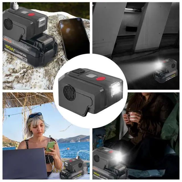 Alt view image 7 of 7 - Power Inverter for Ryobi 40V Battery,200W Power Supply Inverter DC 18V to AC 110V, with USB Port & Type C PD3.0 Output Port & LED Lighting