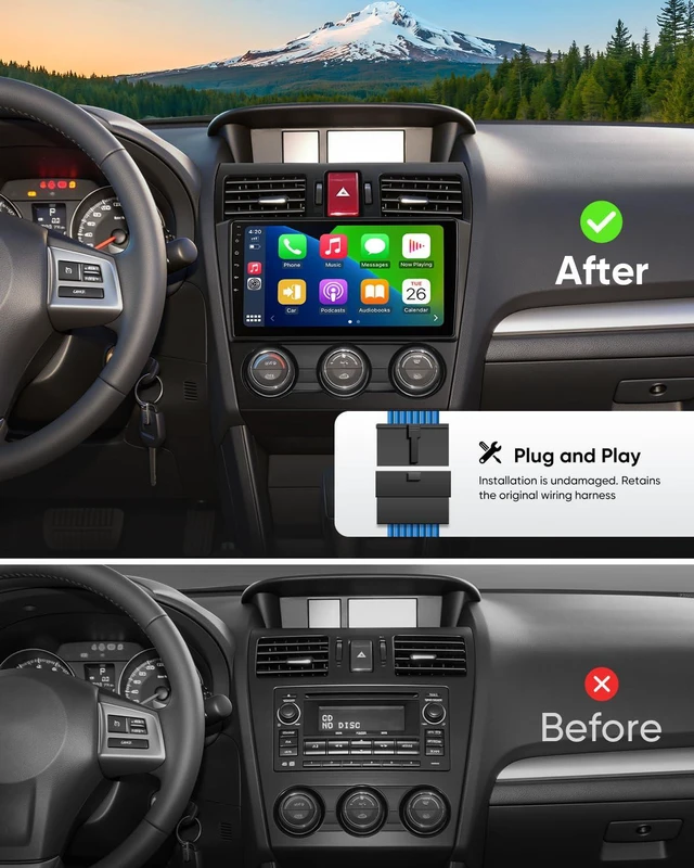 Alt view image 2 of 7 - 9" QLED Car Stereo for Subaru XV Crosstrek 2013-2014 / Impreza 2012-2014 / Forester 2014-2015 Supports OEM Rear View Camera SWC, Wireless Apple CarPlay/Android Auto, Android 14 Quad Core 2GB+32GB