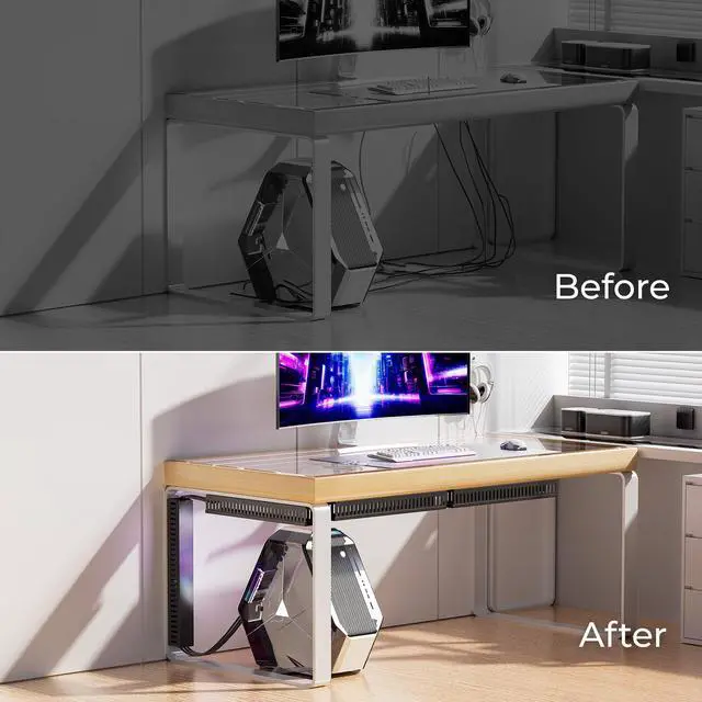 Alt view image 5 of 7 - 62.8in(4x15.7in) No-Drill Large Cable Management, Under Desk Cord Organizer with Adhesive, Open Slot Cable Raceway for Home/Office/Network, Black