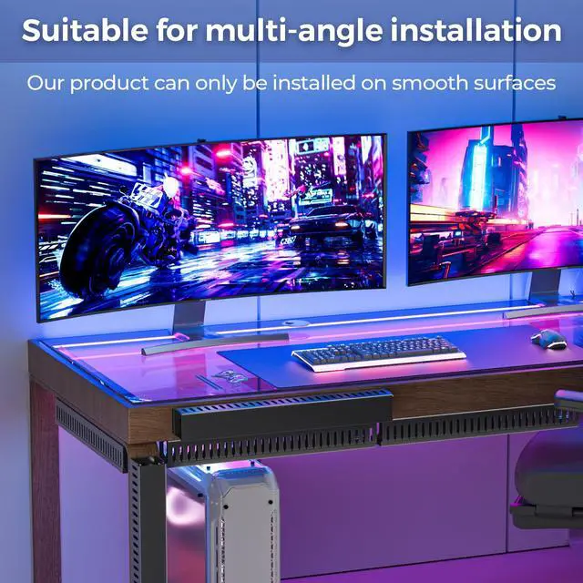 Alt view image 3 of 7 - 62.8in(4x15.7in) No-Drill Large Cable Management, Under Desk Cord Organizer with Adhesive, Open Slot Cable Raceway for Home/Office/Network, Black