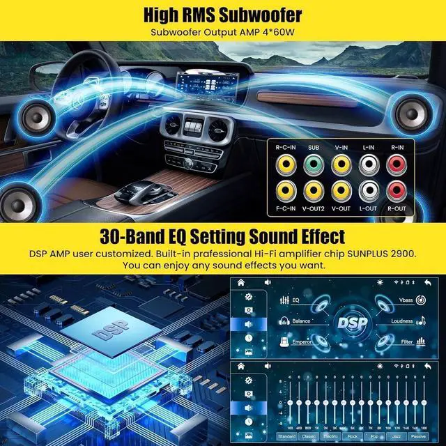 Alt view image 5 of 7 - Wireless Double Din Car Stereo Radio with CD/DVD Player, Carplay & Android Auto, 7 inch Car Audio with HD Touchscreen, Bluetooth, Mirror Link, Backup Camera, SWC, FM/AM, USB/SD, A/V Input