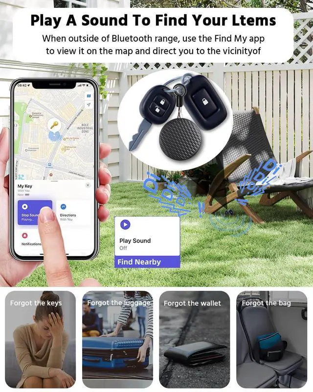 Alt view image 3 of 7 - 2026 Air Tracker Tags-4 Pack, Smart Key Finder(iOS Only) | Compatible with Apple Find My App, MFi Certified Item Locator Tags, Waterproof Luggage Tracker for Wallet, Keys, Bags