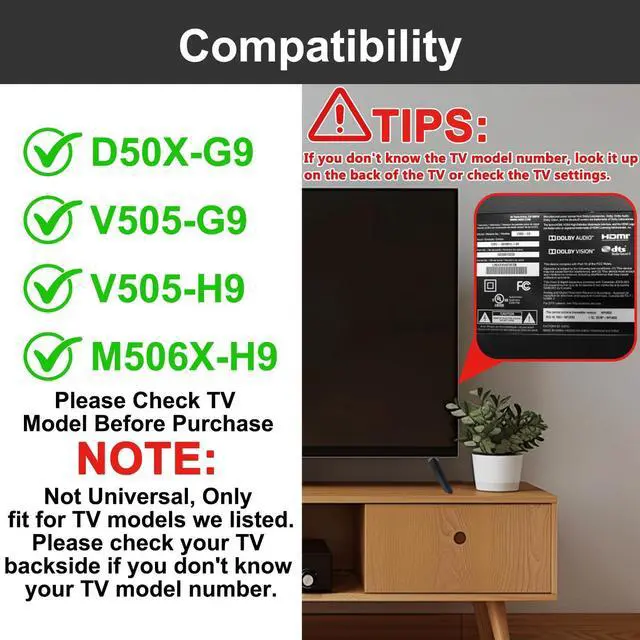Alt view image 2 of 7 - TV Stand Legs for Vizio D50X-G9/V505-G9/V505-H9/M506X-H9 (Black) | Easy VESA Tabletop Mount, Anti-Wobble Design, Includes All Screws