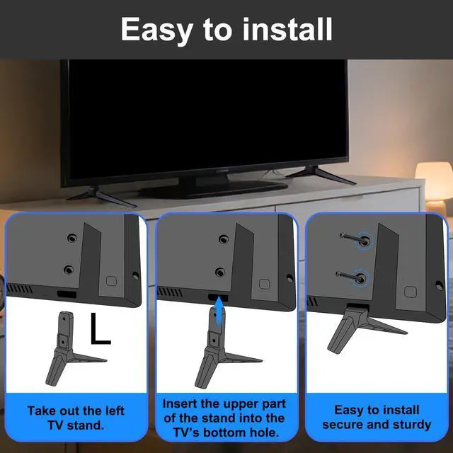 Alt view image 6 of 7 - TV Stand Legs for Vizio D50X-G9/V505-G9/V505-H9/M506X-H9 (Black) | Easy VESA Tabletop Mount, Anti-Wobble Design, Includes All Screws