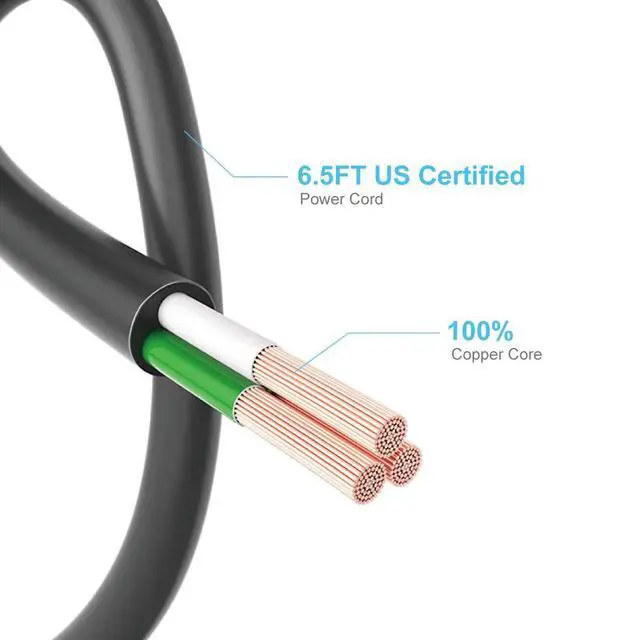 Alt view image 7 of 7 - Power Strip, 6 Outlets and 3 USB Ports 6.5FT Long Extension Cord, Circle Socket Overload, 100% Copper Core, Flat Plug Charging Station Compact for Office, Home, Travel (Black)