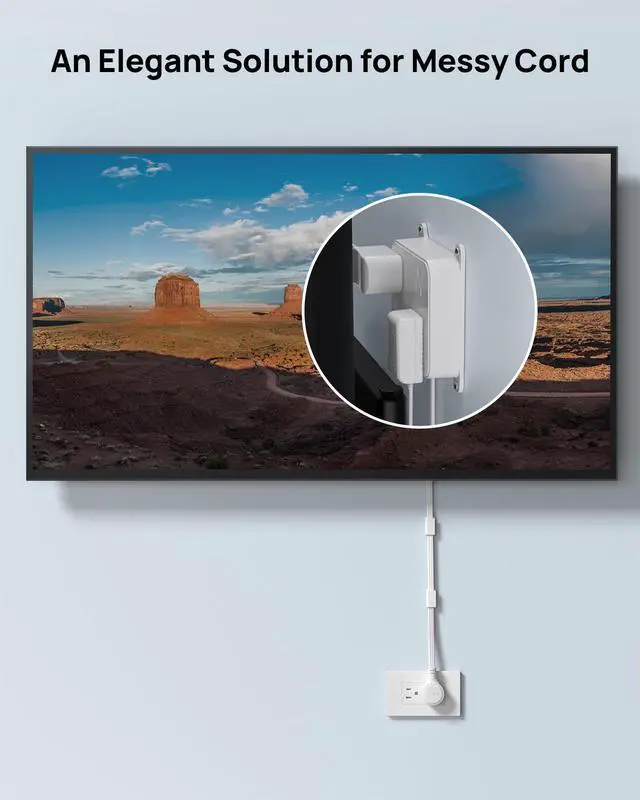 Alt view image 7 of 7 - 360 Rotating Plug Flat Power Strip, 3FT Short Extension Cord with USB | 2 USB C and 1 USB A, 3 AC Widely Spaced Outlets with On Off Switch, Wall Mountable, Use Behind Couches, Nightstands, Desks