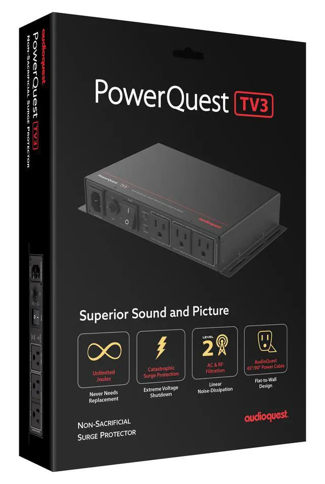 Alt view image 4 of 7 - PowerQuest TV3 3-Outlet Non-Sacrificial Surge Protector for Wall-Mounted TVs