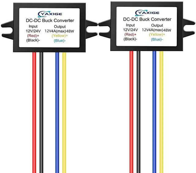 Main image of DC 24V to 12V 4A (max) 48W Step-Down Converter - Waterproof DC Buck Regulator Module (2 pcs)