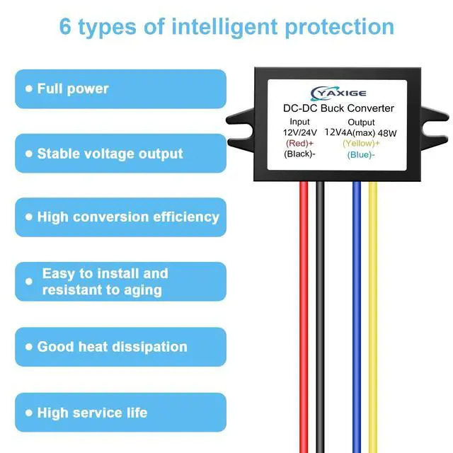 Alt view image 2 of 6 - DC 24V to 12V 4A (max) 48W Step-Down Converter - Waterproof DC Buck Regulator Module (2 pcs)