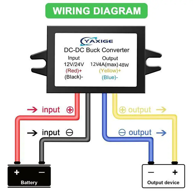 Alt view image 6 of 6 - DC 24V to 12V 4A (max) 48W Step-Down Converter - Waterproof DC Buck Regulator Module (2 pcs)