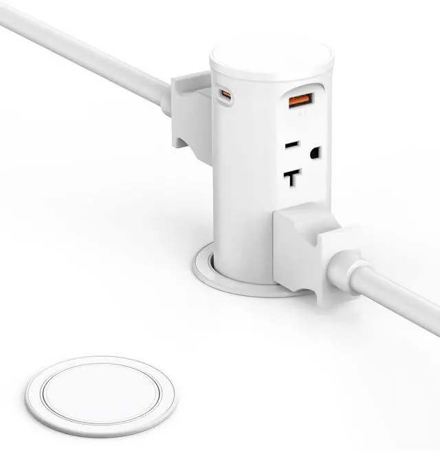 Main image of 20A Pop Up Outlet for Countertop,Recessed Power Strip 2.5-Inch Hole,Tamper Resistant Receptacle,20W USB C,4 Outlets,Space Saver for Kitchen,Office Desk,12 AWG Extension Cord,ETL Listed (White)