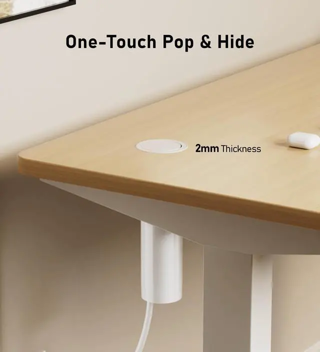 Alt view image 4 of 7 - 20A Pop Up Outlet for Countertop,Recessed Power Strip 2.5-Inch Hole,Tamper Resistant Receptacle,20W USB C,4 Outlets,Space Saver for Kitchen,Office Desk,12 AWG Extension Cord,ETL Listed (White)