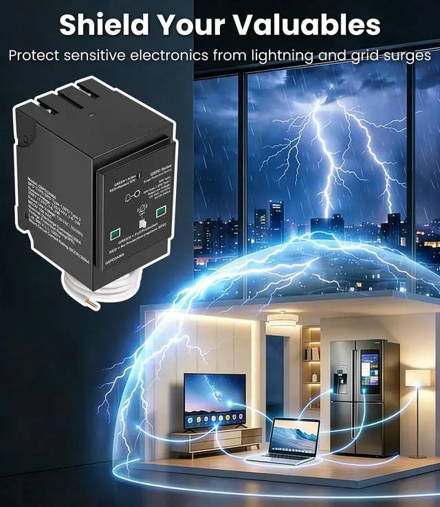 Alt view image 4 of 7 - Replacement for Siemens QSPD2A065P Plug-in Surge Protection Device, 2-Pole 65kA 120/240V, 1Ø, 3W, Fits Siemens Type QP Load Centers, Whole House Power Spike Protection, LED Indicator & Audible Alarm