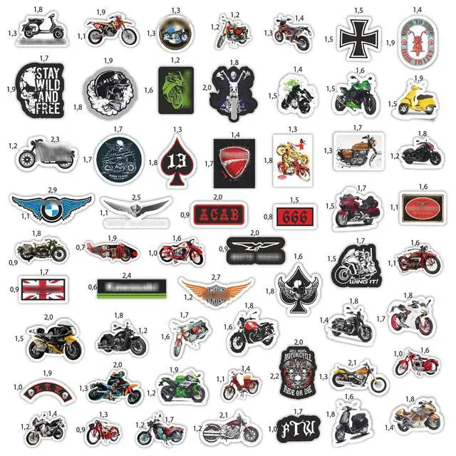 Alt view image 2 of 7 - 179 Pcs Motorcycle Stickers - Strong Adhesive & Waterproof Stickers for Adults, Small Stickers, Gifts for Men Vinyl Stickers