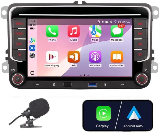 Main image of autoradio for VW Volkswagen Jetta Golf Passat Tiguan Seat Touran Skoda Wireless CarPlay Car Stereo,7 Android Auto IPS,16EQ DSP,Bluetooth5.0,FM,Backup Camera for Jetta Radio