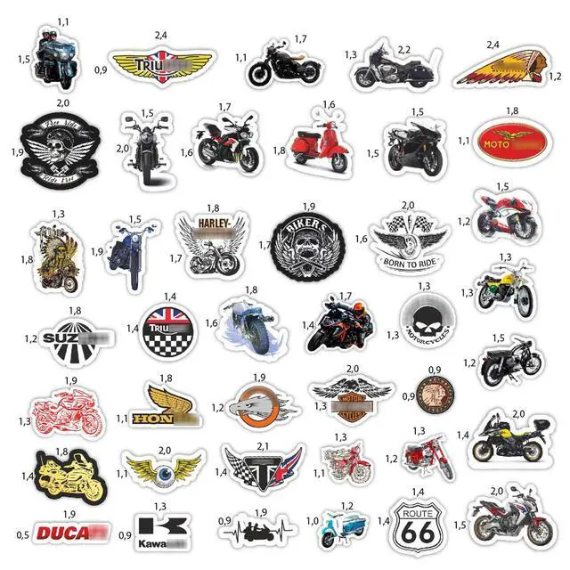 Alt view image 6 of 7 - 179 Pcs Motorcycle Stickers - Strong Adhesive & Waterproof Stickers for Adults, Small Stickers, Gifts for Men Vinyl Stickers