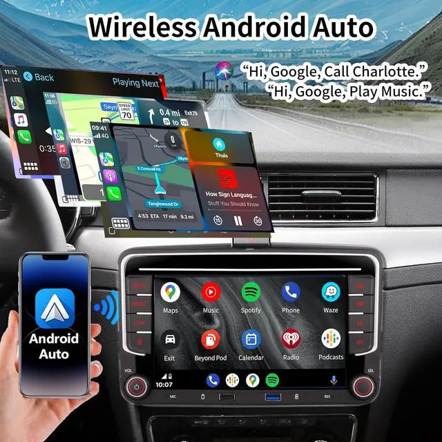 Alt view image 4 of 7 - autoradio for VW Volkswagen Jetta Golf Passat Tiguan Seat Touran Skoda Wireless CarPlay Car Stereo,7 Android Auto IPS,16EQ DSP,Bluetooth5.0,FM,Backup Camera for Jetta Radio
