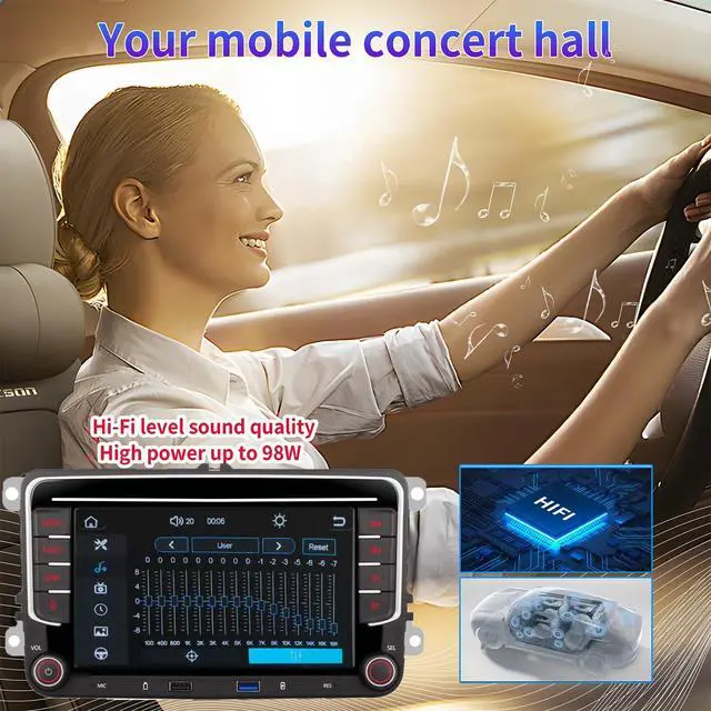 Alt view image 2 of 7 - autoradio for VW Volkswagen Jetta Golf Passat Tiguan Seat Touran Skoda Wireless CarPlay Car Stereo,7 Android Auto IPS,16EQ DSP,Bluetooth5.0,FM,Backup Camera for Jetta Radio