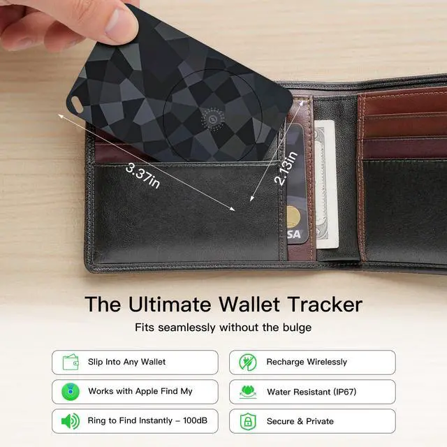 Alt view image 2 of 7 - 2026 MFi Certified Wallet Tracker Card Compatible with Apple Find My (iOS Only), Rechargeable Slim Card Finder for Wallets, Luggage, Passports, Thinnest Item Tracker for Purse, Backpack, Gifts