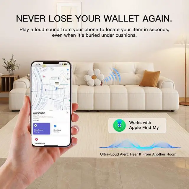 Alt view image 4 of 7 - 2026 MFi Certified Wallet Tracker Card Compatible with Apple Find My (iOS Only), Rechargeable Slim Card Finder for Wallets, Luggage, Passports, Thinnest Item Tracker for Purse, Backpack, Gifts