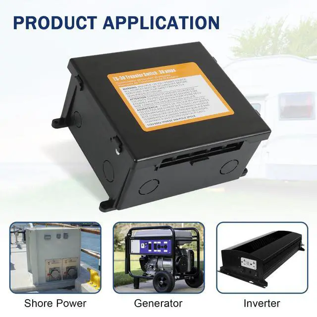 Alt view image 3 of 7 - Automatic Transfer Switch, 120 VAC, 30 Amp, Automatic Transfer Relay Switch | Replacement for RV, Speedboat