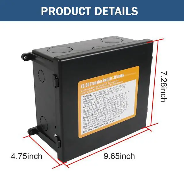 Alt view image 4 of 7 - Automatic Transfer Switch, 120 VAC, 30 Amp, Automatic Transfer Relay Switch | Replacement for RV, Speedboat