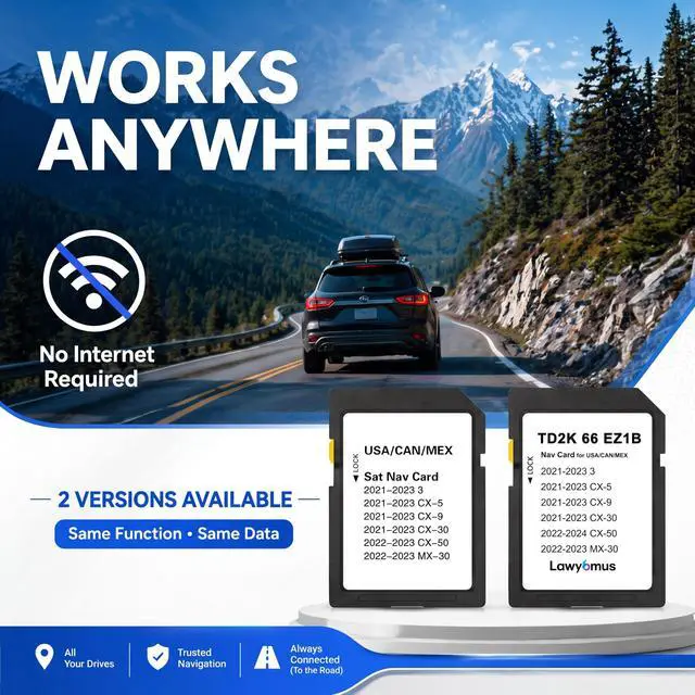 Alt view image 6 of 7 - TD2K66EZ1B Mazda Navigation SD Card Compatible with 2021-2023 CX5 CX9 CX30 Mazda 3, 2022-2024 CX50, 2022-2023 MX-30 - Offline North America Maps - Enables HUD & Speed Sign Recognition - Plug and Play