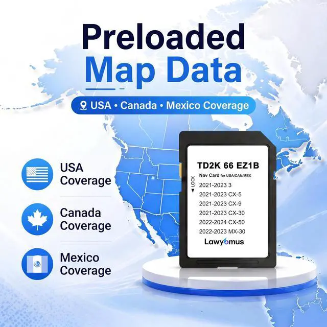 Alt view image 7 of 7 - TD2K66EZ1B Mazda Navigation SD Card Compatible with 2021-2023 CX5 CX9 CX30 Mazda 3, 2022-2024 CX50, 2022-2023 MX-30 - Offline North America Maps - Enables HUD & Speed Sign Recognition - Plug and Play