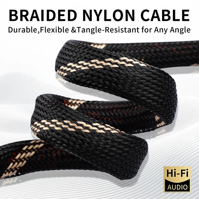 Alt view image 4 of 7 - YYTCG 9 AWG 2-Pack Speaker Cable with 2 Banana Plugs to 4 Spades Per Cable | 99.99% OFC Core, 24K Gold-Plated Plugs, Ferrite Cores, Speaker Wire with Connectors for Amplifiers, Home Theater