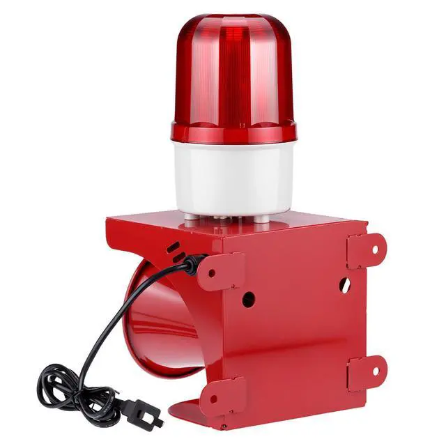 Alt view image 2 of 7 - Industrial Siren Alarm Strobe Light, AC110V-120V, 120dB Emergency Strobe Security Alarm for Warehouse, Factory, School (No Switch, Always On)