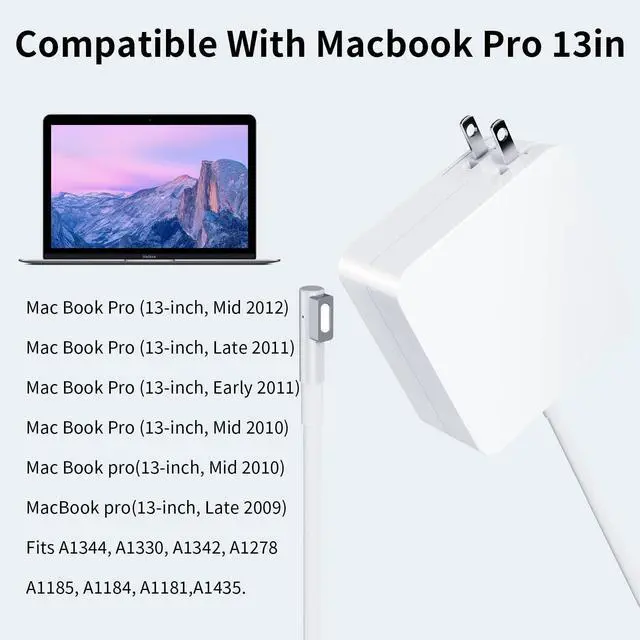 Alt view image 3 of 7 - 60W Mag2 Charger Compatible with Mac Book Pro 2010 2011 2012 | 60W Power M2 Compatible with Mac Pro 13-inch Display (Before Mid 2012) Mac Book air Charger (Before 2011)