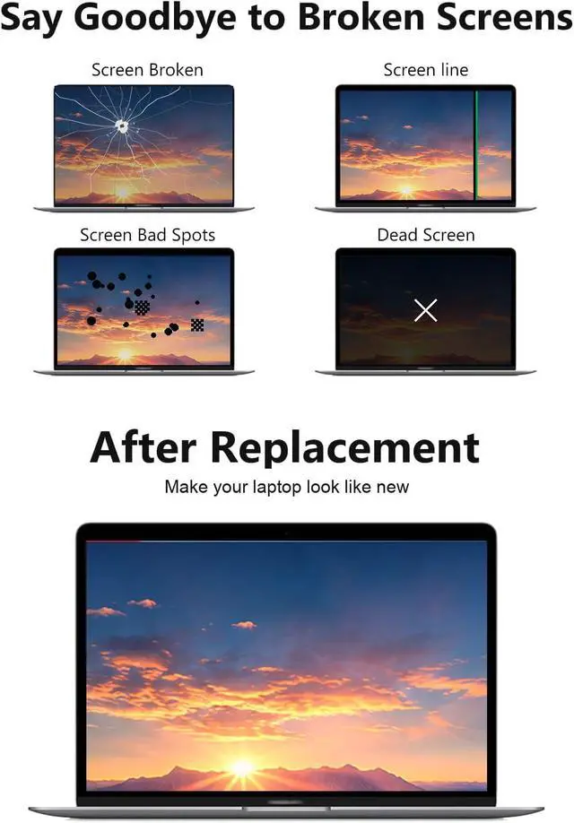 Alt view image 3 of 7 - A2681 Replacement Screen 13.6" for MacBook Air M2 2022 Full LCD(Starlight) | Model: EMC 4074, 13.6 inch2560x1664Full Display Assembly, Fix Kit, Installation Guide