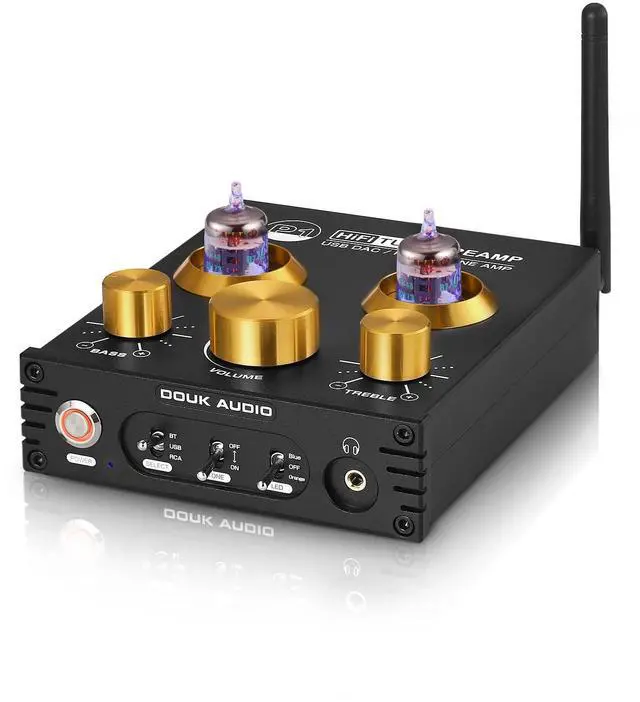 Main image of Bluetooth Tube Preamp: HiFi Stereo Preamplifier Receiver | Headphone Amp | USB DAC | Tone Control for Home Theater, Desktop Listening (P1)