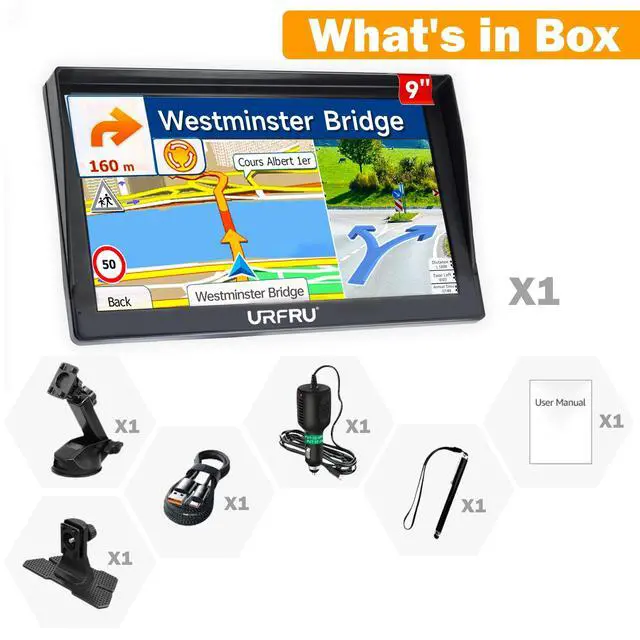 Alt view image 6 of 7 - GPS Navigator for Car Truck RV Pickup, 9-inch with Hood No Network Required | 2026 Offline Maps with Free Update, Custom Route by Truck Size, Voice Navigation Safe Driving Alert, HD Touchscreen