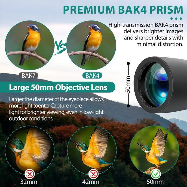 Alt view image 3 of 7 - 10-30x50 Zoom Binoculars for Adults High Power, Low Light Night Vision, BAK4 Prism with FMC Lens, Waterpoof, HD Professional Binoculars for for Bird Watching Hunting Travel Concerts & Sports