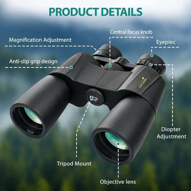 Alt view image 7 of 7 - 10-30x50 Zoom Binoculars for Adults High Power, Low Light Night Vision, BAK4 Prism with FMC Lens, Waterpoof, HD Professional Binoculars for for Bird Watching Hunting Travel Concerts & Sports