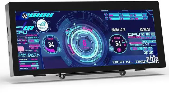 Main image of 12.3 Inch IPS Stretched Bar LCD Travel Display 1920 * 720 Secondary Monitor | HDMI USBC, Mini Portable Monitor Metal Material for Laptop Computer Windows Aida64 GPU CPU RAM Monitoring,Built-in Speaker