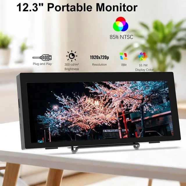Alt view image 7 of 7 - 12.3 Inch IPS Stretched Bar LCD Travel Display 1920 * 720 Secondary Monitor | HDMI USBC, Mini Portable Monitor Metal Material for Laptop Computer Windows Aida64 GPU CPU RAM Monitoring,Built-in Speaker