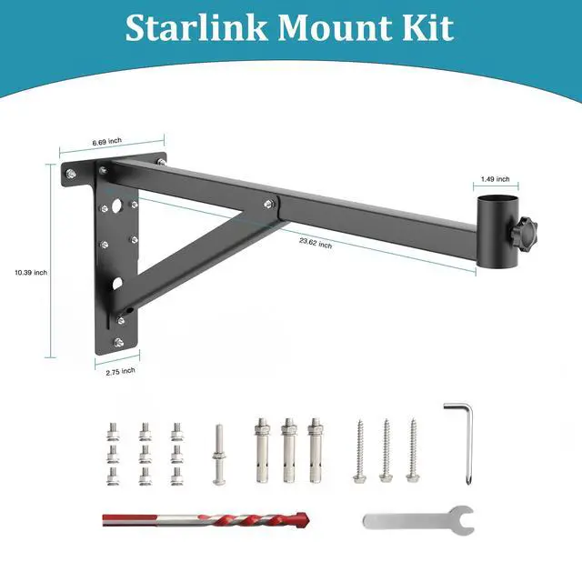 Alt view image 3 of 7 - Starlink Mounting Kit for V2,25inch Starlink Wall Mount Compatible Gen2 | Made of Thickened and Durable Steel Materials for Starlink Roof Bracket,Adjustable Range 13-26in Starlink Pole Mount for Gen2