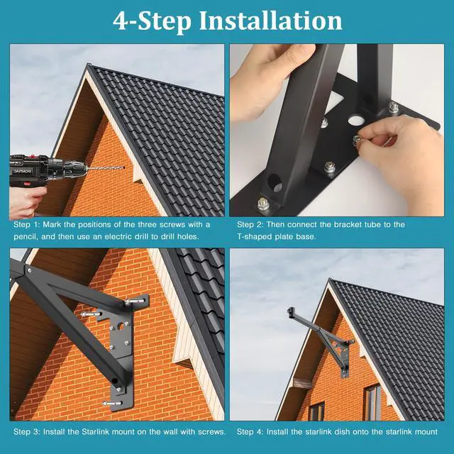 Alt view image 6 of 7 - Starlink Mounting Kit for V2,25inch Starlink Wall Mount Compatible Gen2 | Made of Thickened and Durable Steel Materials for Starlink Roof Bracket,Adjustable Range 13-26in Starlink Pole Mount for Gen2