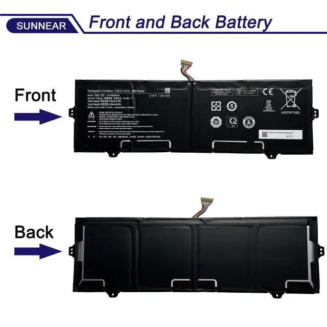 Alt view image 3 of 6 - AA-PBMN4VN Laptop Battery Compatible with Samsung Galaxy Book Pro 360 15 15.6 NP950XDB NP950XDB-KA1US NP950XDB-KB1US NP950QDB Series BA43-00398 BA4300398 BA43-00398A 15.44V 68Wh 4405mAh