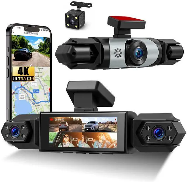 Main image of 4 Channel 360° Dash Cam, 1080P FHD Front and Rear Camera for Cars, 8 Non-Glare Night Vision Lights, Loop Recording, Reverse Assistance, 3.16" IPS Screen, Interior Monitoring